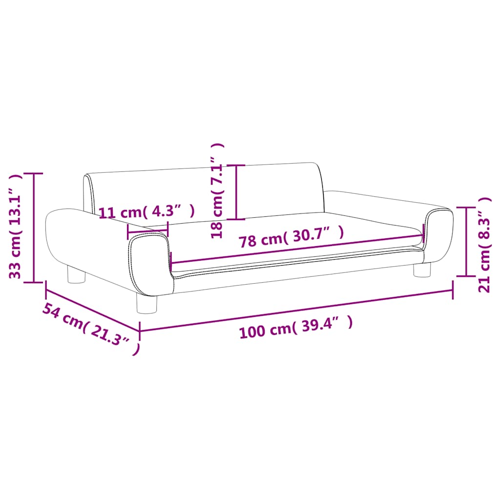 Kids Sofa Brown 100x54x33 Cm Velvet