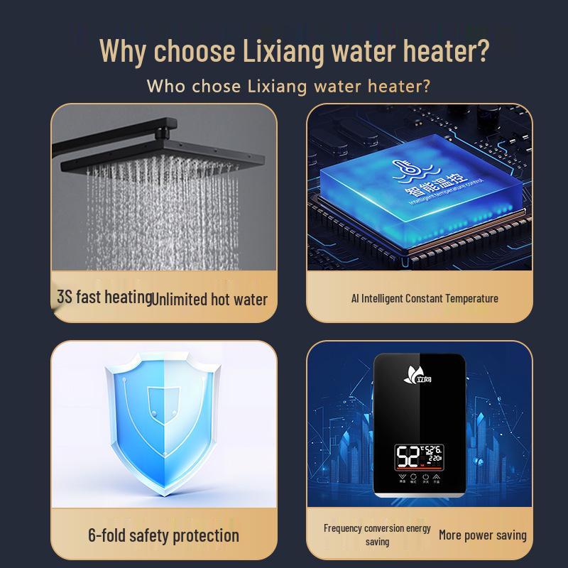 Vertical Electric Tankless Water Heater for Home, Shower, Small Bathroom, or Rural Rental Properties.