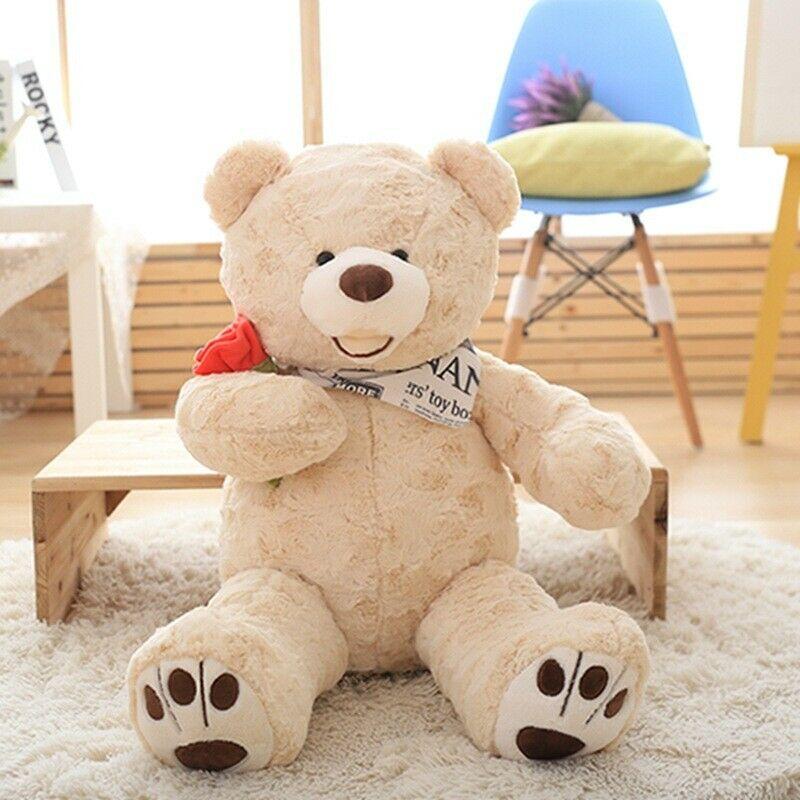 Rose Teddy Bear Doll Big Stuffed Bear Pillow Plush Toy Doll Birthday Gift Plush Toys Cute Pillow Cushion Children's Doll Cotton
