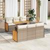 VidaXL 7 Piece Garden Lounge Set with Cushions Beige Acacia Poly Rattan 3327670