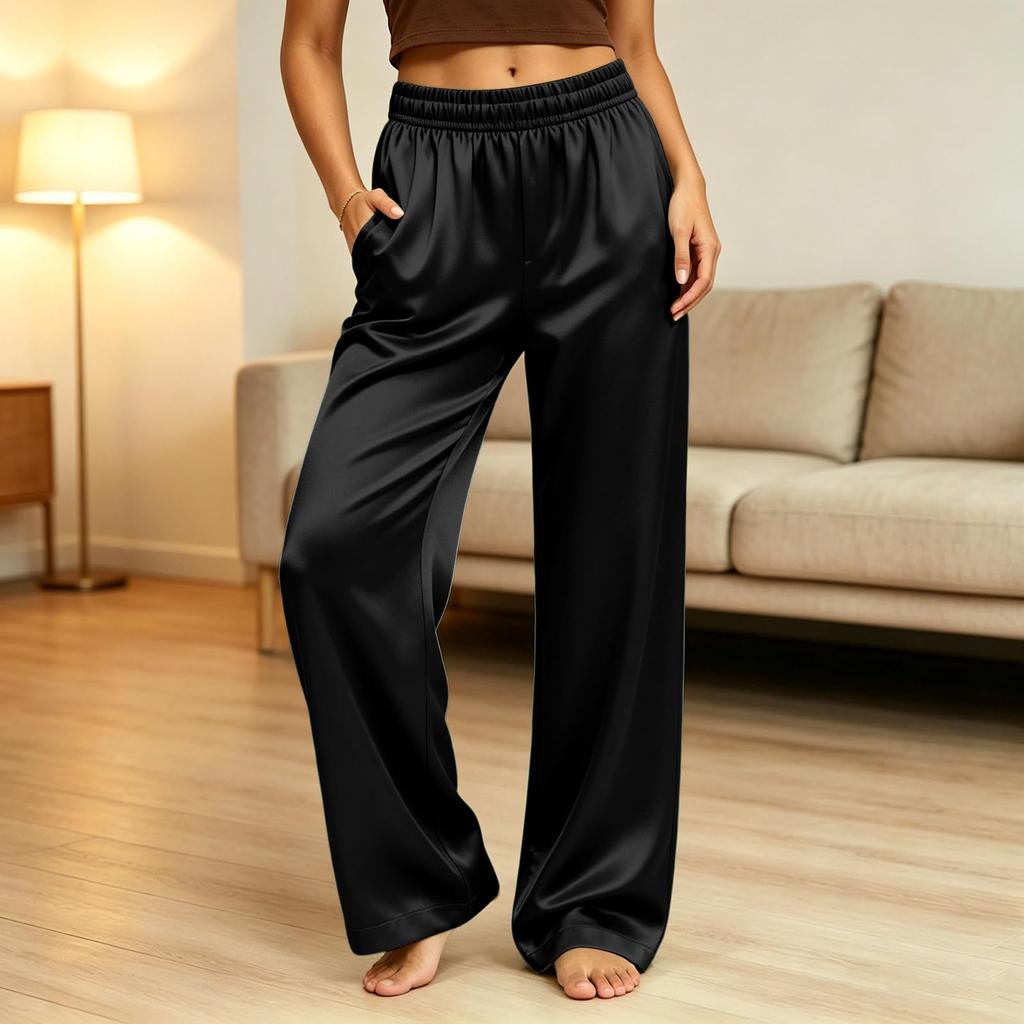 Women's Casual Loose Fit Color Wide Leg Pants for Everyday Wear