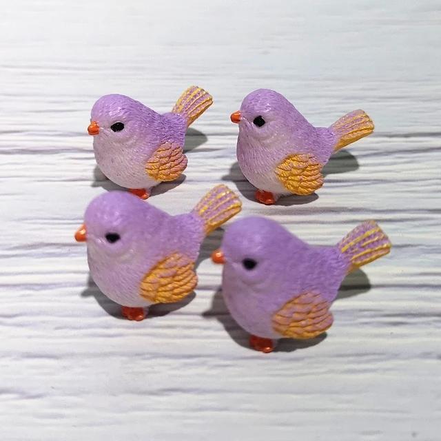 4 Pcs/set Resin Home Ornament Cute Little Birds Animal Model Figurine Glass Decor Miniature Craft Garden DIY Accessories