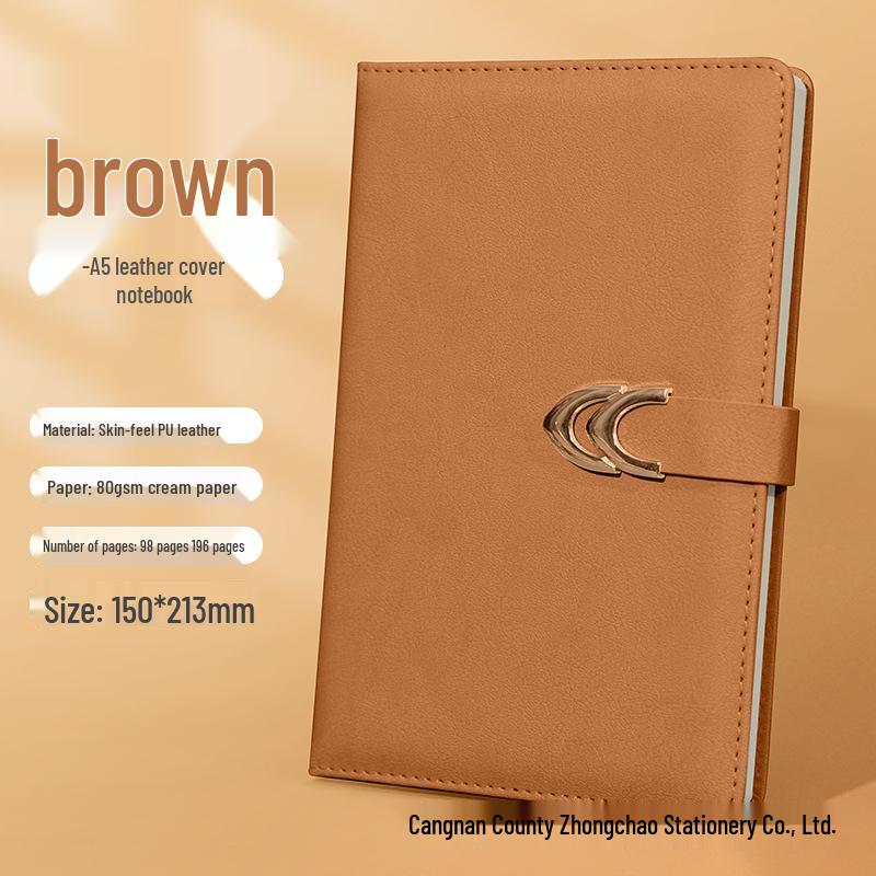 A5 Magnetic Clasp Faux Leather Loose-Leaf Notebook for Students and Business