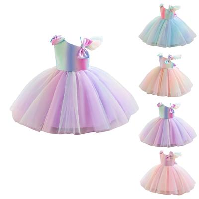 Girls One-shoulder Gradual Sleeveless Dress Children's Fashion Princess Dress