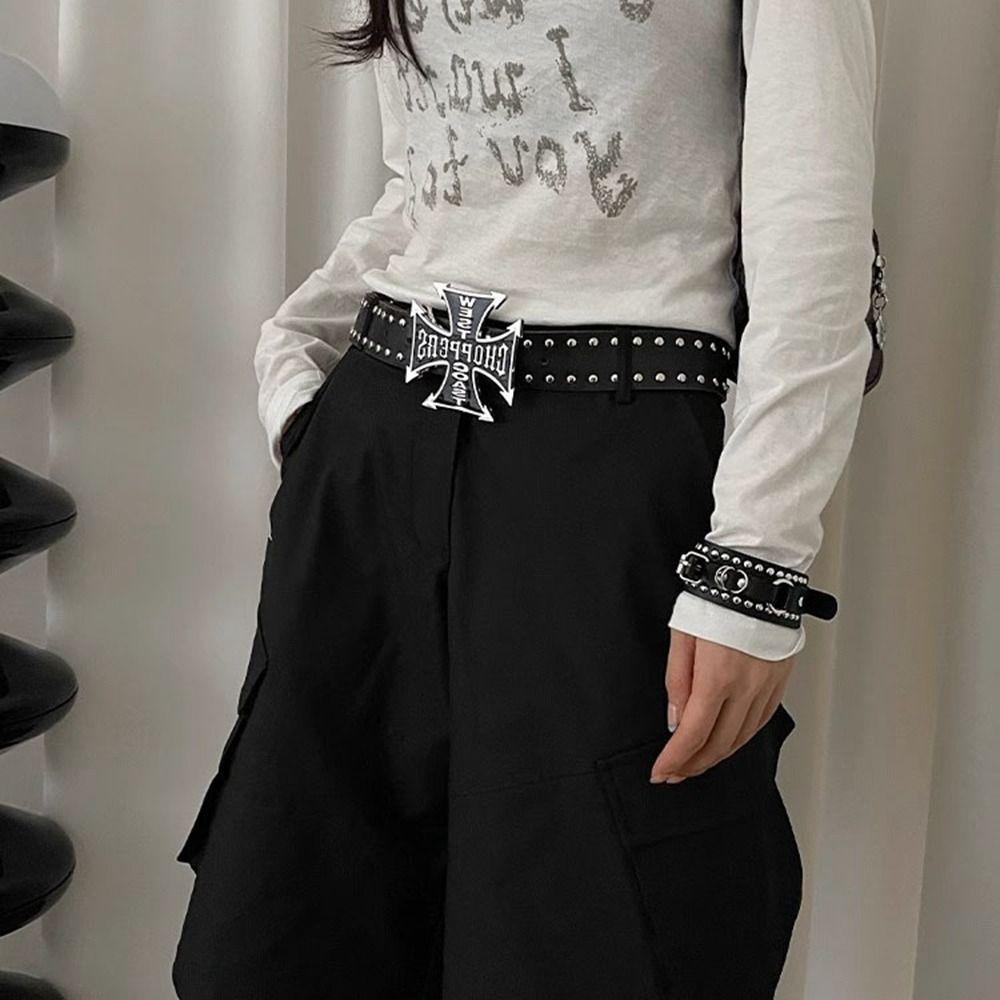 Y2k Cross Belt Bohemian Pu Waistbands Trendy Rivet Belt Dress Decoration