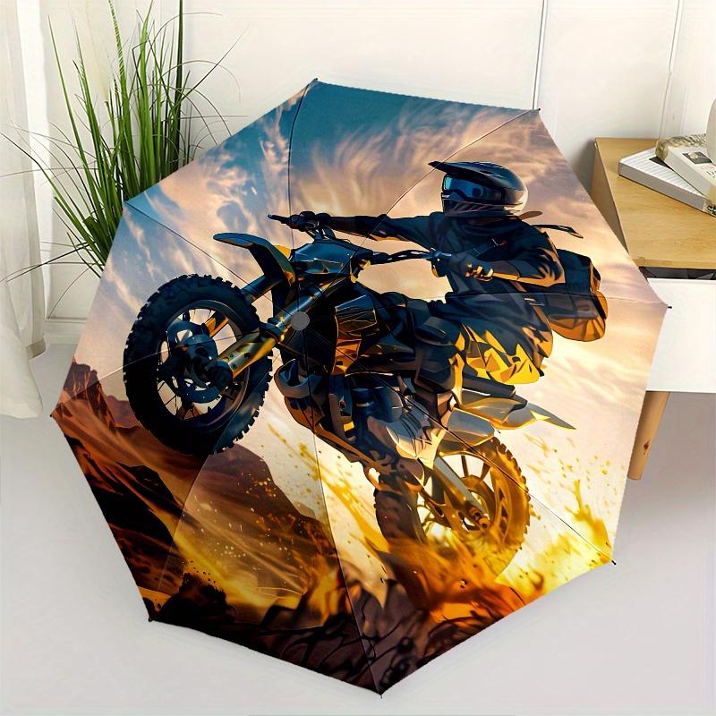 

Motorbike,Desert Automatic Folding Umbrella 8 Ribs Lightweight Design, Durable Iron Frame, Compact and Portable, Ideal Birthday or Christm