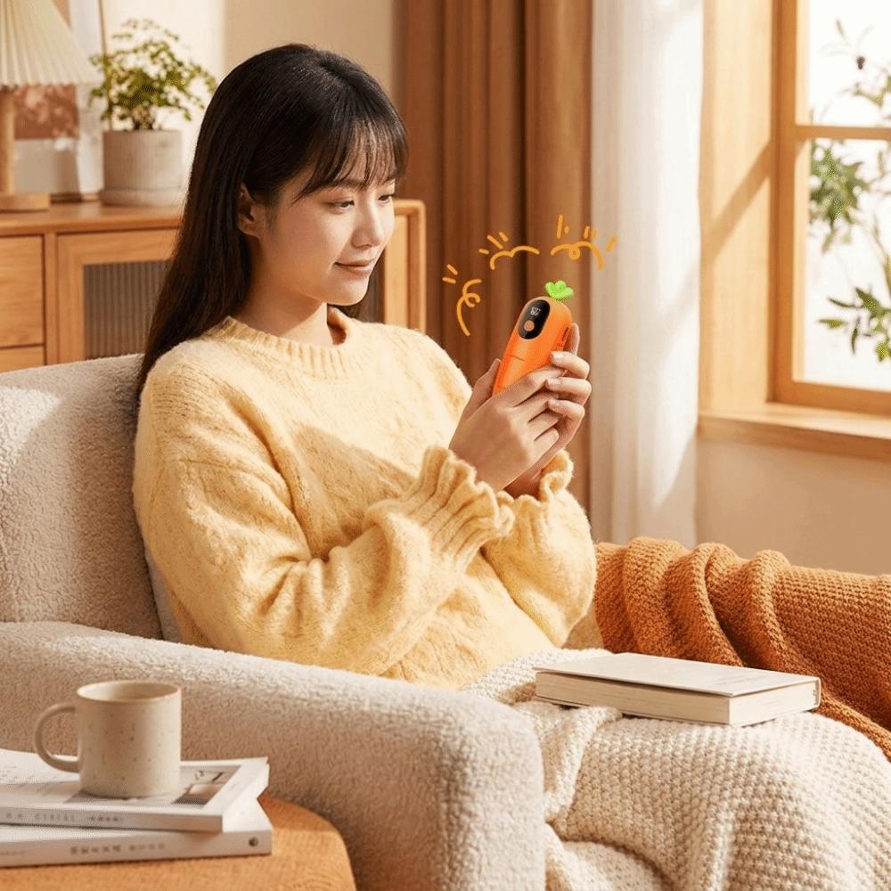 Carrot Shape Hand Warmer Digital Display Pocket Warm Hand Treasure Personal Heating