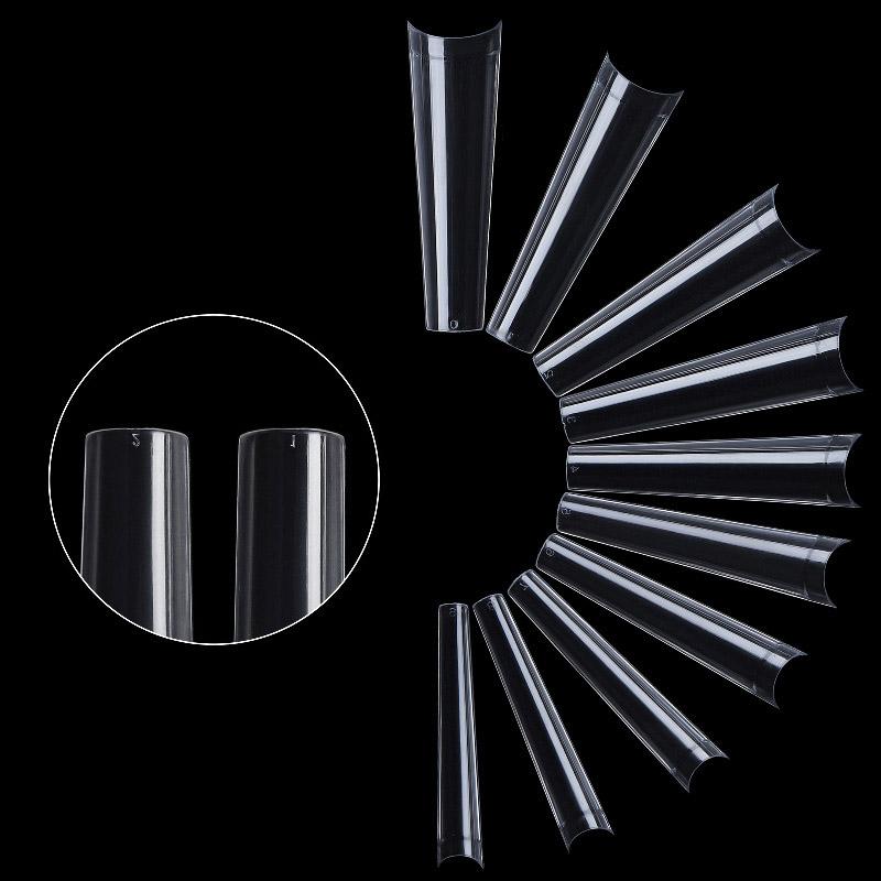 500Pcs Transparent Stiletto Fake Nail Tips Acrylic Ballerina Nail Tips Long Shape Half Cover Coffin Professional False Art Nail