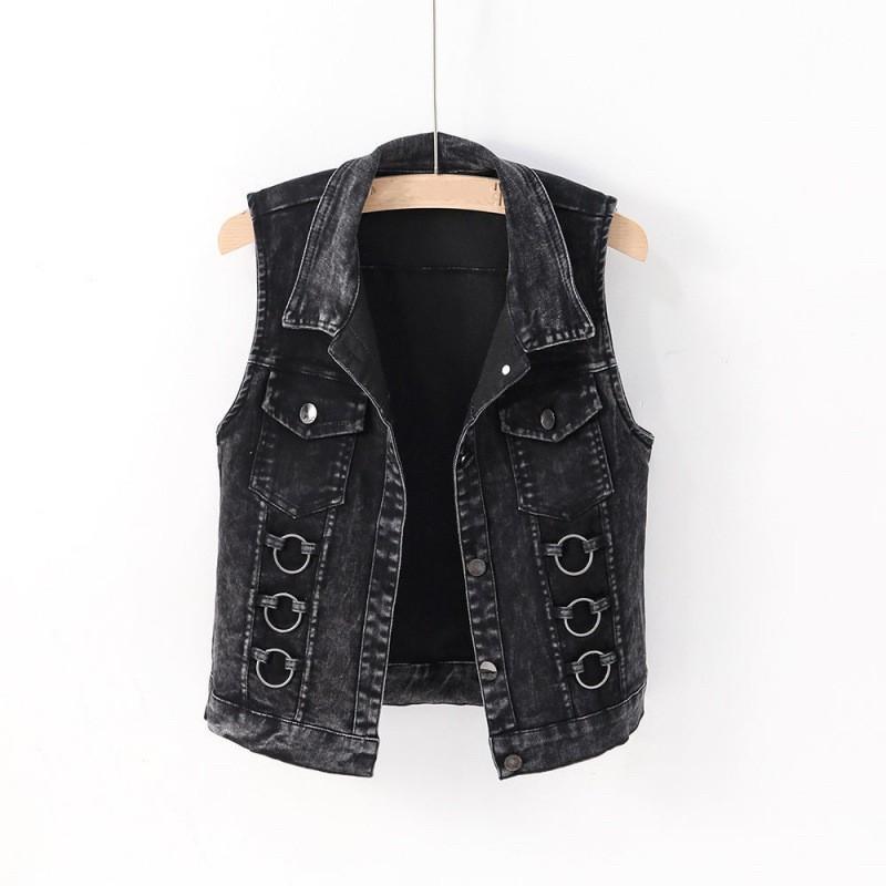 Gilet in Denim da Donna Primavera Slim Vintage Taglie Forti Giacca Corta Casual Senza Maniche Gilet Femminile Capispalla Top
