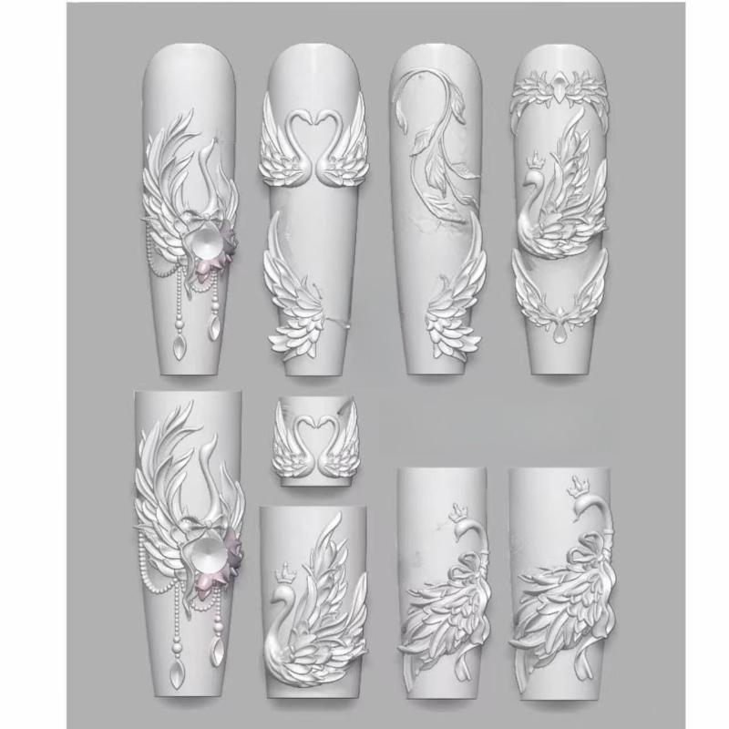 Swan Lake Nail Art Silicone Mold 1Pcs High Transparent Embossed Pattern for DIY Manicure Resin Crafts