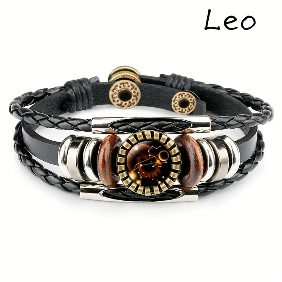 Brățări Charm Constellation - Design delicat din piele PU cu margele cu 12 stiluri zodiacale - Accesoriu de modă unisex, reglabil pentru o declarație la modă