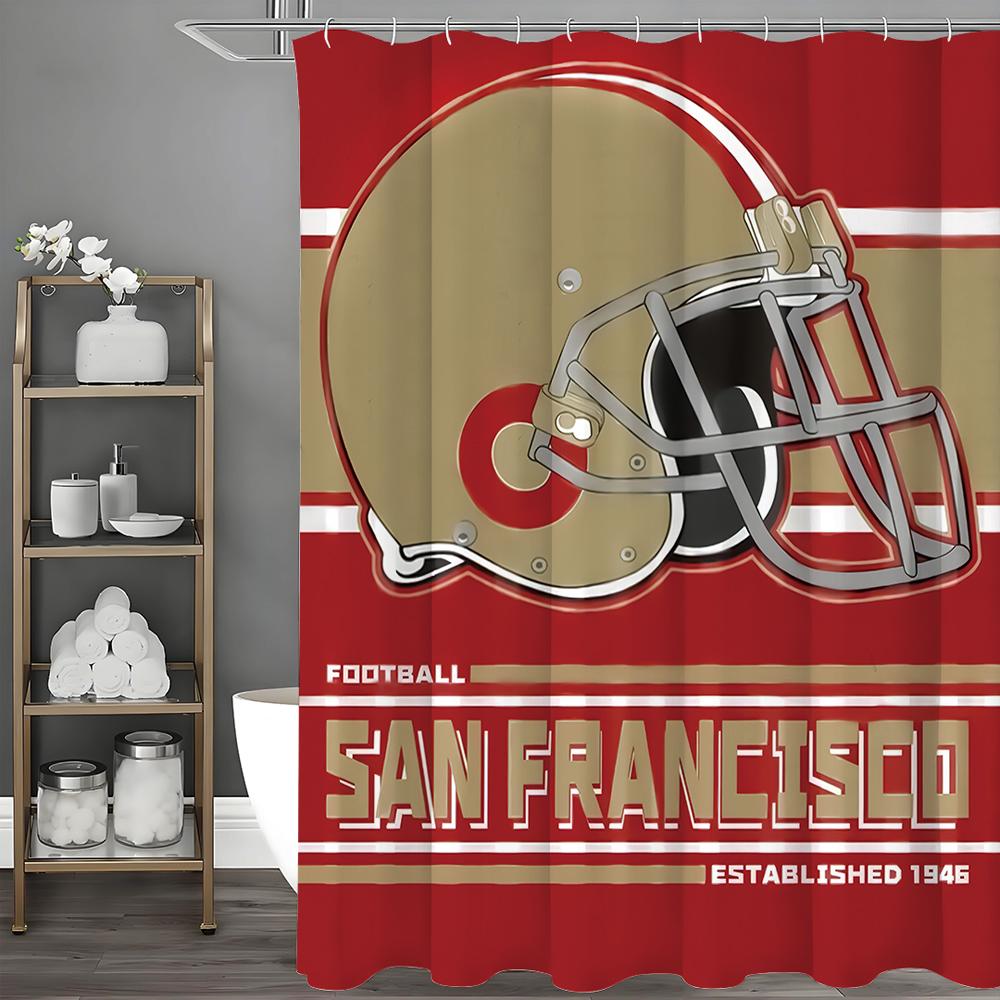 San Francisco 49ers Colorful Shower Curtain, Bathroom Decorative Shower Curtain, Waterproof Shower Curtain with Hooks