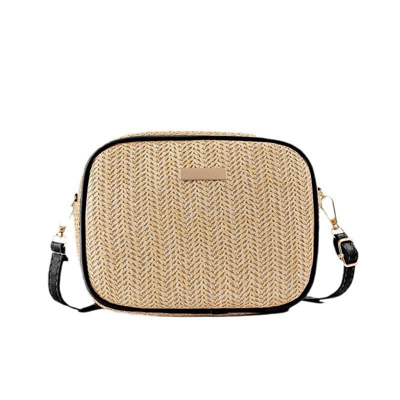 Simple and fashionable women's bags, small fresh woven crossbody shoulder small square bag, mini mobile phone bag.