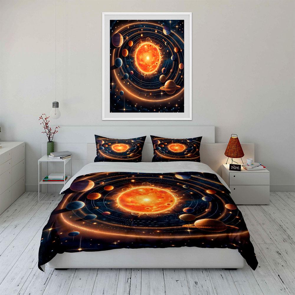 Solar System Decorative Art Set Soft Comfortable Duvet Cover Bedding Set Included 1*Duvet Cover & 2*Pillowcases, Gift