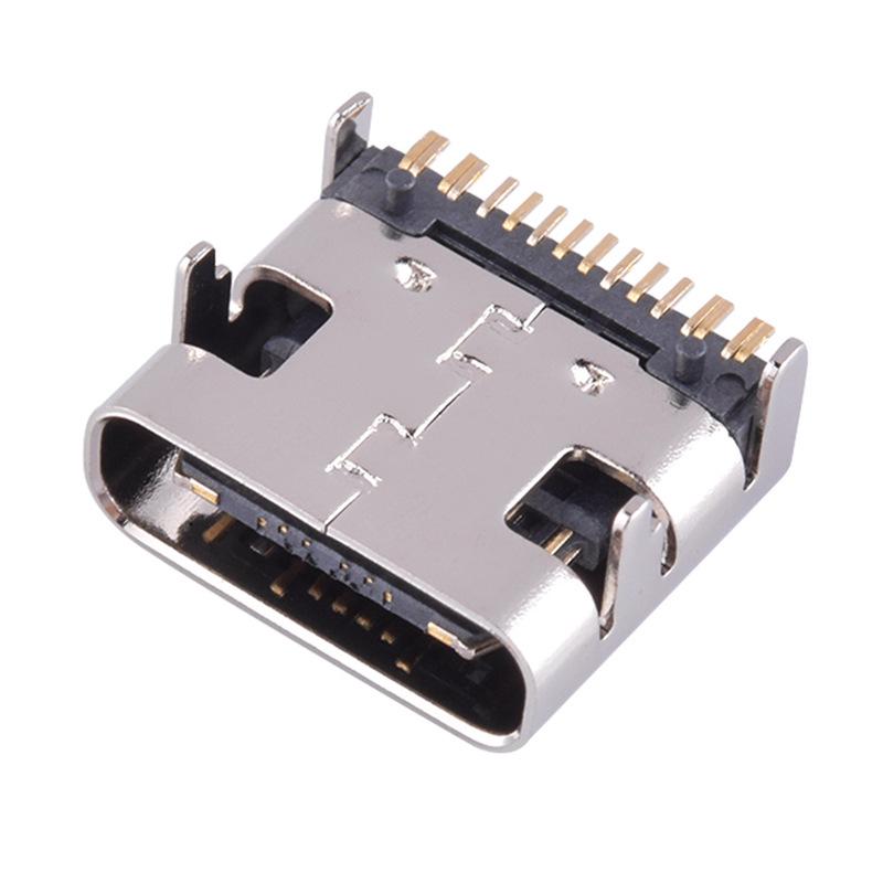 USB Type-C Female Socket SMD Plug: 2P, 4P, 6P, 16P, 24P Horizontal/Vertical Connector Charging Interface