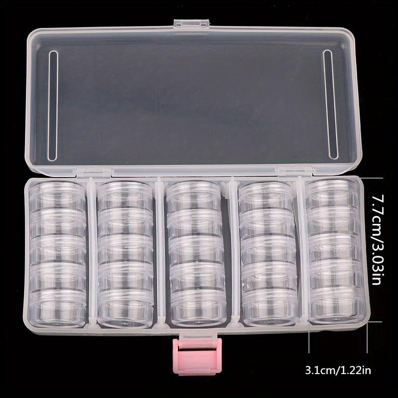 25 pezzi/set scatola per attrezzature per nail art in plastica trasparente trasparente, scatola di immagazzinaggio per nail art con paillettes glitterate, forniture per nail art
