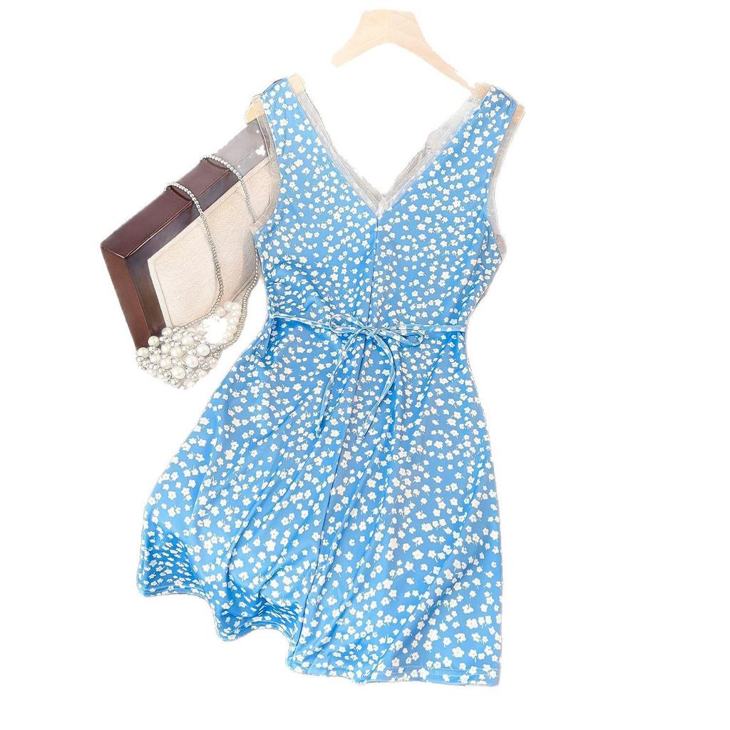 Spicy Girl Fresh Floral A-line Slimming Vest Dress for Women - 2025 Summer Collection