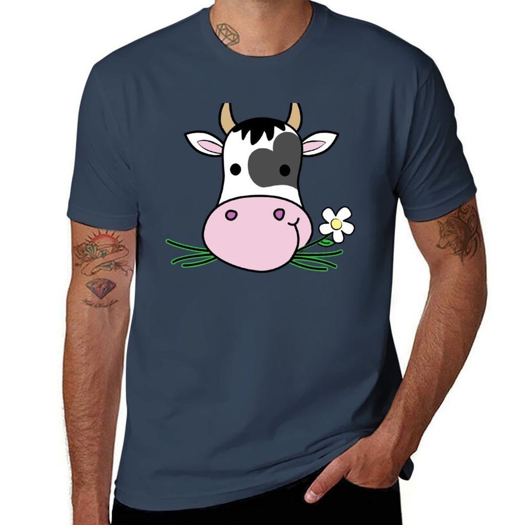 Cute Happy Cow Mint Green Tshirt Casual Lightweight Short Sleeve Top