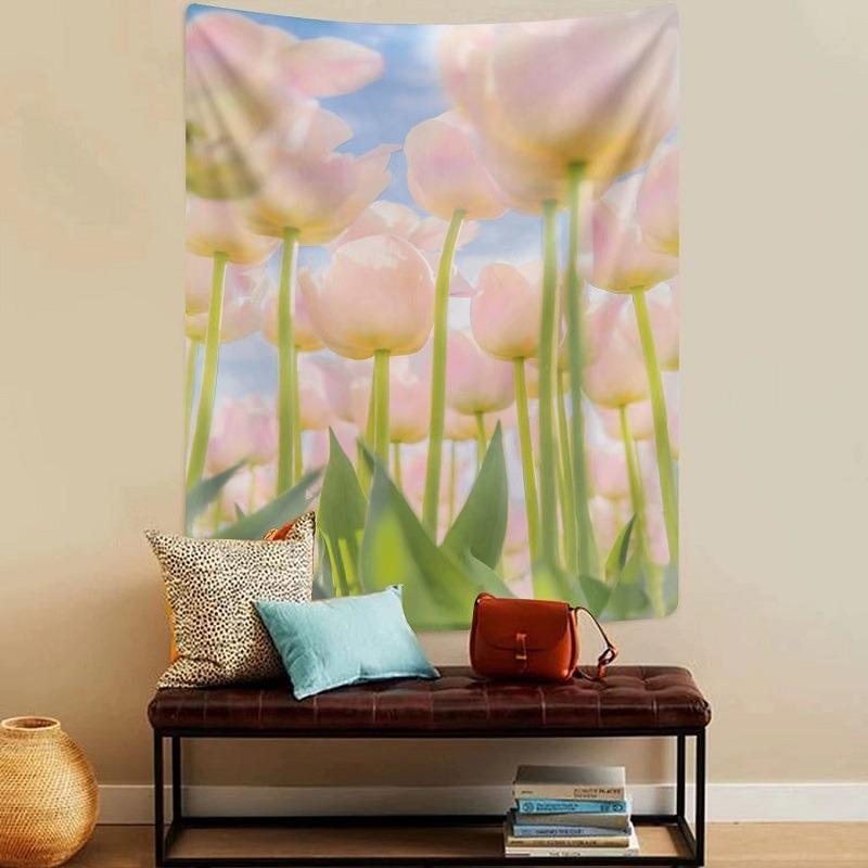 Tulip Flowers Wall Decor Tapestry Home Living Room Tapestry