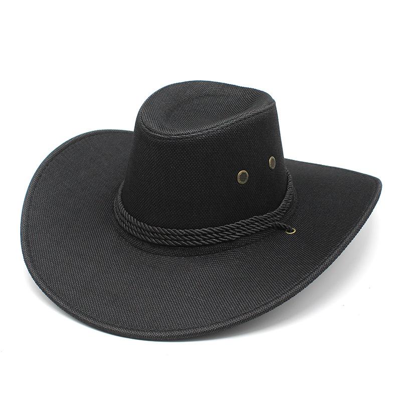 

American Western Cowboy Hat Outdoor Leisure Horseback Riding Travel Felt Hat Wool Large Edge Curled Edge Knight Hat Hat M（56-58cm） чорний