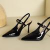 Mode Spitzschuh Flacher Ausschnitt Rutschfest Hohe Absätze Damen Neu Stiletto Riemchen Vielseitig Hinten Leer Umwickte Zehensandalen