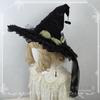 Halloween Witch Hat Pointed Wizard Hats Black Gothic Velvet Rose Dark Gorgeous Women Hat for Women