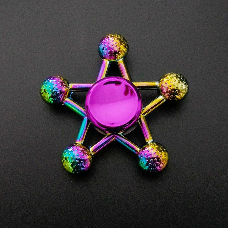 Colorful Zinc Alloy Fidget Spinner: Black Tech Stress-Relief Toy for Students and Kids.