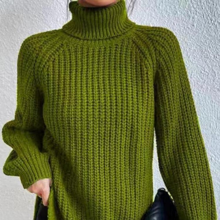 Women's Knitted Shirt High Collar Long Sleeve Soft and Comfortable Medium Long Shoulder Insert Stylish Wear Autumn Winter New