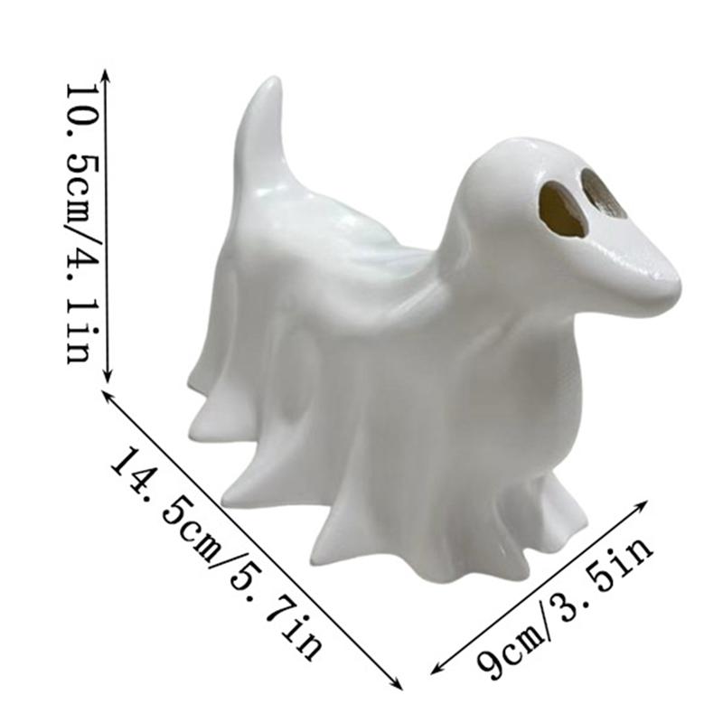 A27F-Indoor Halloween Decorations, Light Up Ghost Kit Featuring 3 LED Lit Ghost Dog Set-Ghost Pet Night Lights