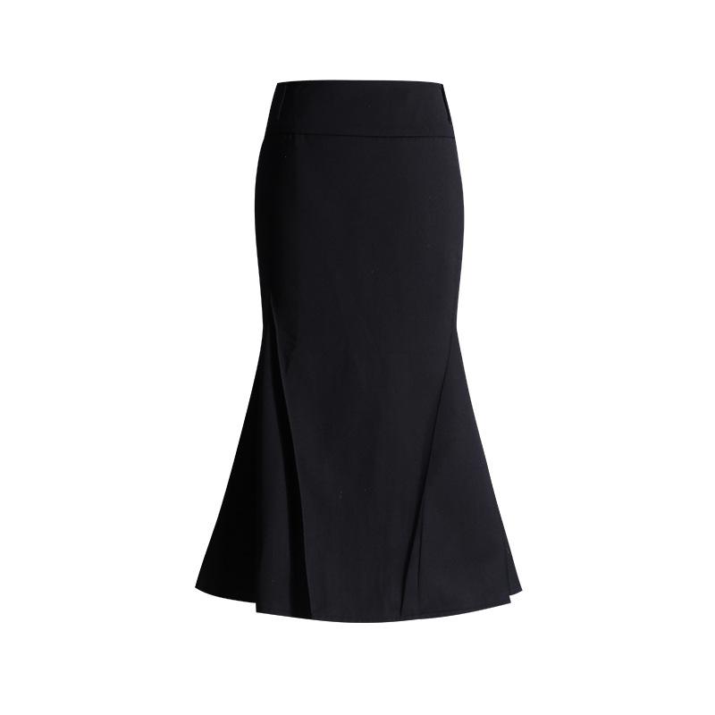 2024 Autumn New Black High Waist Pleated Fishtail Skirt For Women, With A Design Sense And A Split Suit Long Skirt
