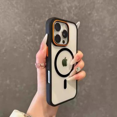 Contrast Color Suitable for Apple 16promax Mobile Phone Case Magsafe Magnetic Charging IPhone15 14 Transparent Ip13