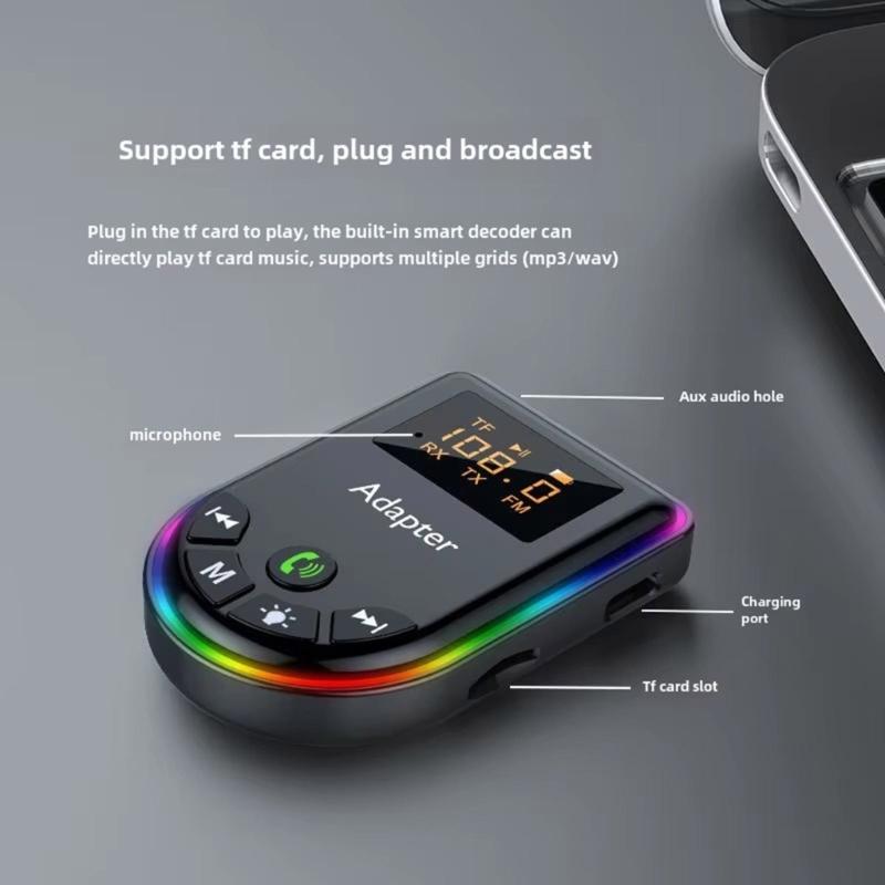 Portable Transmitter Receiver with LED Display TF Card Support AUX HIFI Sound Adapter for Car PC TV Headphones Speakers