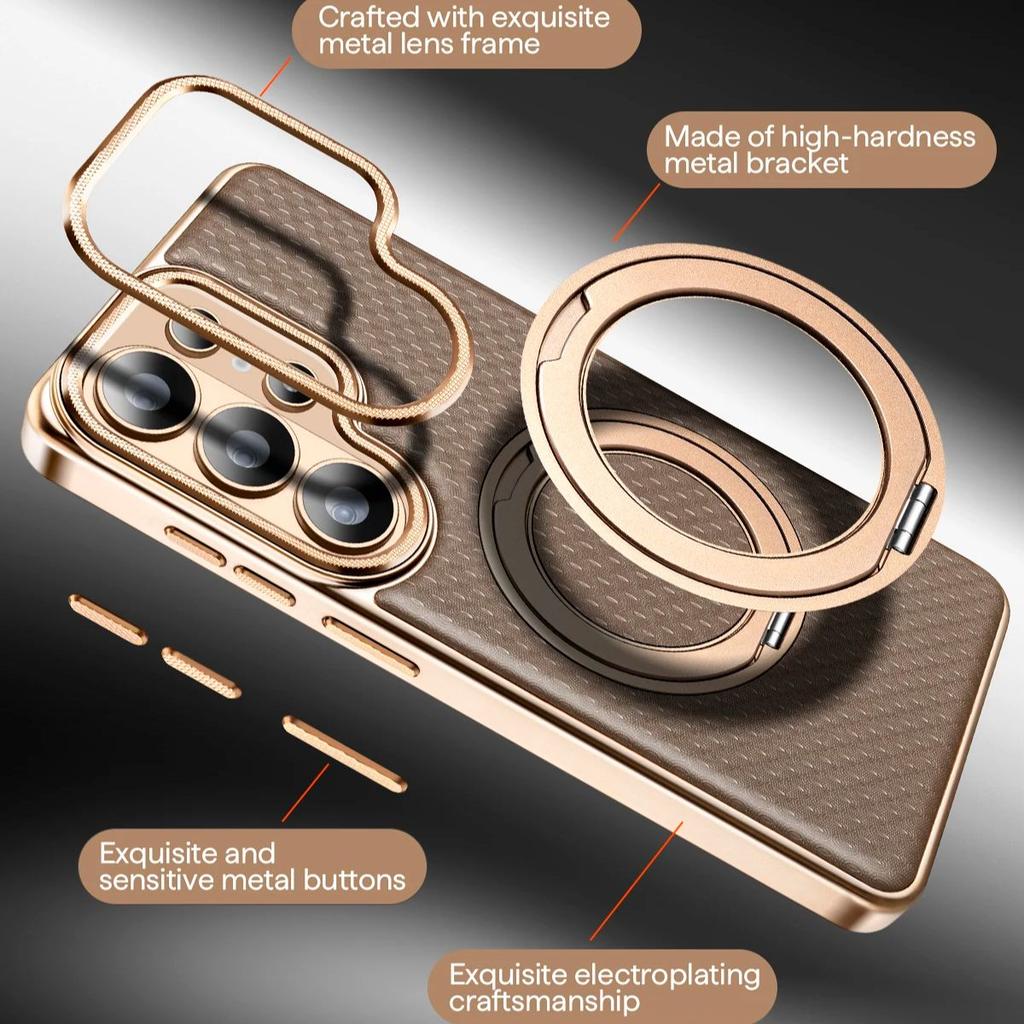 Premium Skórzane Etui z Podstawką Obrotową 360 stopni dla Samsung Galaxy S26 Ultra S25 S24+ Plus Wysokiej Jakości Magnetyczne Zamknięcie Biznesowe Nobel