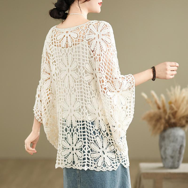 Dimanaf 2025 Ny Sommer Dame Flaggermus T-skjorte Ermeløs Basic Blonder Mote Topper Blonder T-skjorter Casual Løse T-skjorter