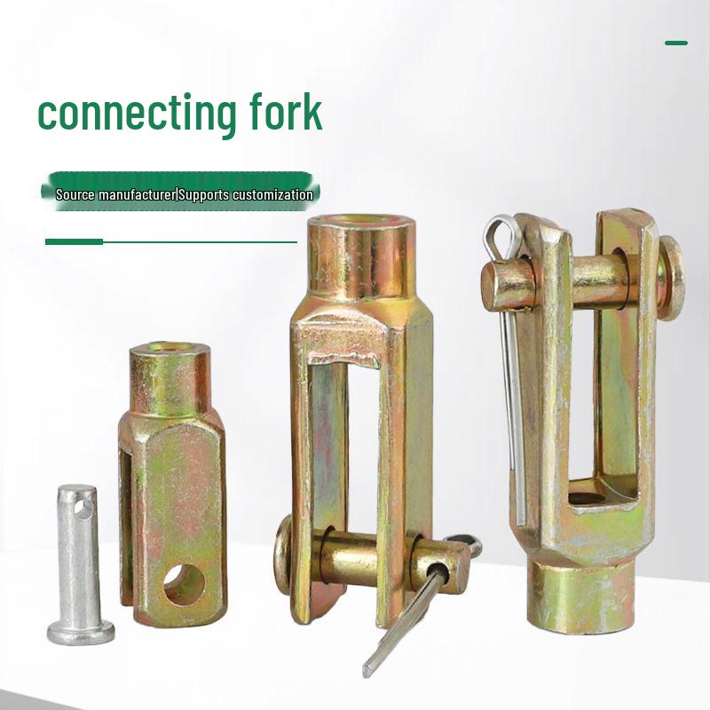 Galvanized Tractor Brake Pull Rod U-Shaped Forged Steel Fork with Forward and Reverse Thread