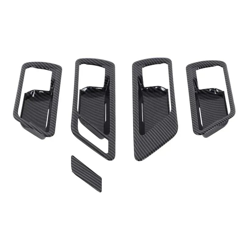 ABS Carbon Fiber Pattern Car Door Glass Lifting Panel Frame, Inner Handle Cover Sticker For Toyota Land Cruiser LC300 + LHD