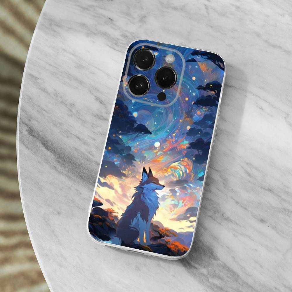 

Cute Fox Cartoon Phone For iPhone 14,13,12,11,17,16,15,Pro,X,XS,XR,SE,Max,Plus,Mini Transparent Soft Cover iPhone17