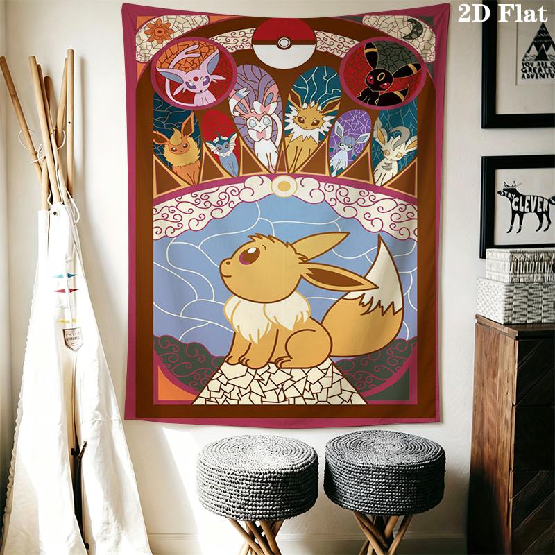 Eevee Evolution Tapestry Wall Tapestry Background Cloth Wallmounted Background Cloth Soft Atmospheric Background Cloth