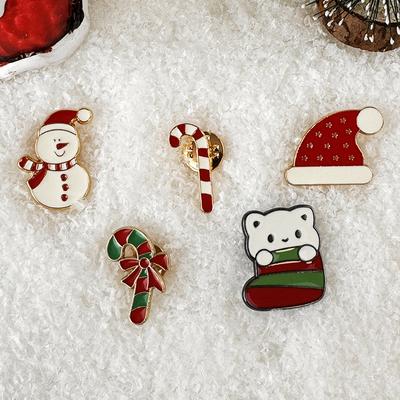 Christmas Cute Snowman Cartoon Brooch Badge Metal Personality Pin Women'S Clothing Bag Accessories