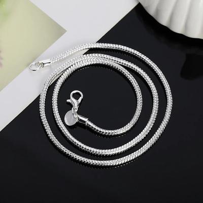 40-60cm  μόδα γοητεία   Χάλκινη Αλυσίδα 3MM Οφιδωτή Αλυσίδα Κολιέ Για Γυναίκες Άνδρες 16-24 Ίντσες πάρτι τάση Κοσμήματα Δώρο