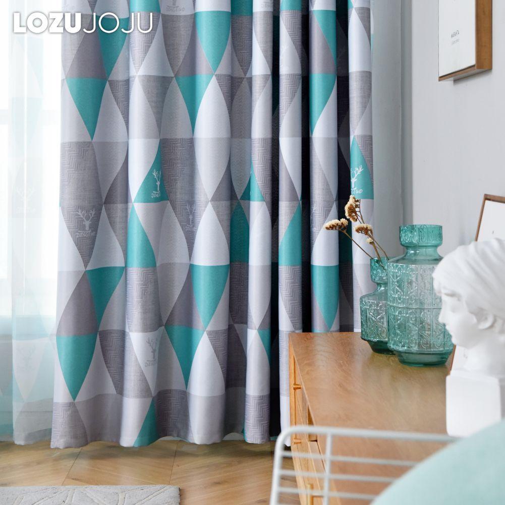 1PC LOZUJOJU Geometric Ins Style Blackout Curtains Modern Minimalist Thick Curtains for Bedroom Living Room Balcony Window for Home Decor