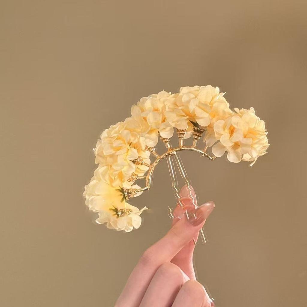 2025 New Fabric Flower Hairpin Retro Elegance Light Luxury Temperament Versatile Hairpin Niche Hair Accessories Women