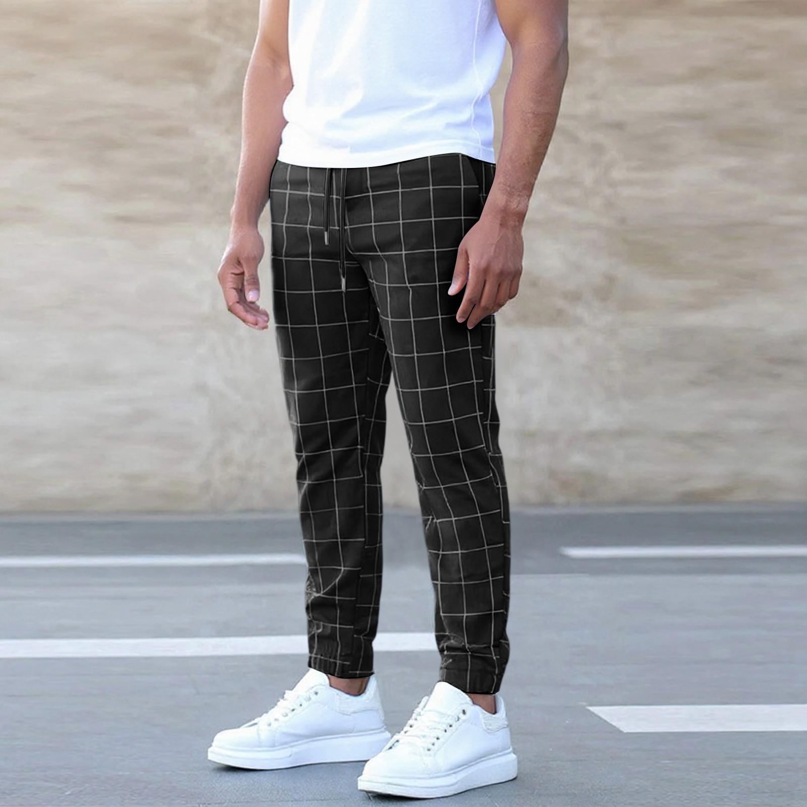 

Pockets Pants For Men Drawstring Elastic Waist Long Trousers Solid Color Leisure Basic Pants Classic Trousers XL