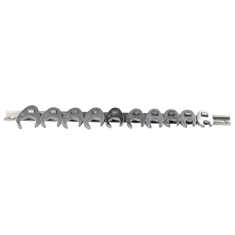10 Pcs 3/8Inch Drive Open End Spanner 10 To 22mm Horn Wrench Head Crowfoot Wrench Set  Loosening