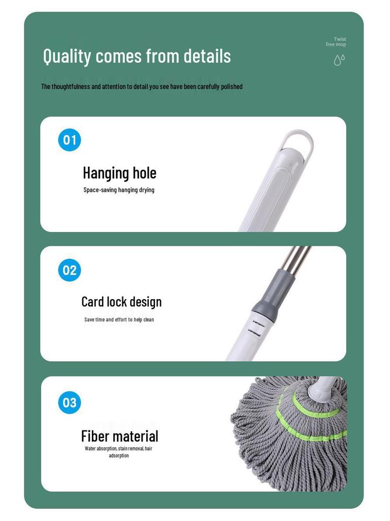 Picasso Self-Wringing Rotary Mop - Effortless, One-Wipe Clean for Your Floors