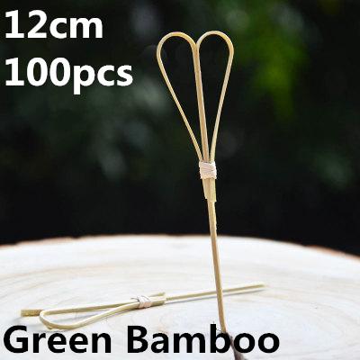 100pcs 12cm Fruit Cocktail Pick Stick Different Style Bamboo/PVC Buffet Cupcake Toppers Bar Tools Barware