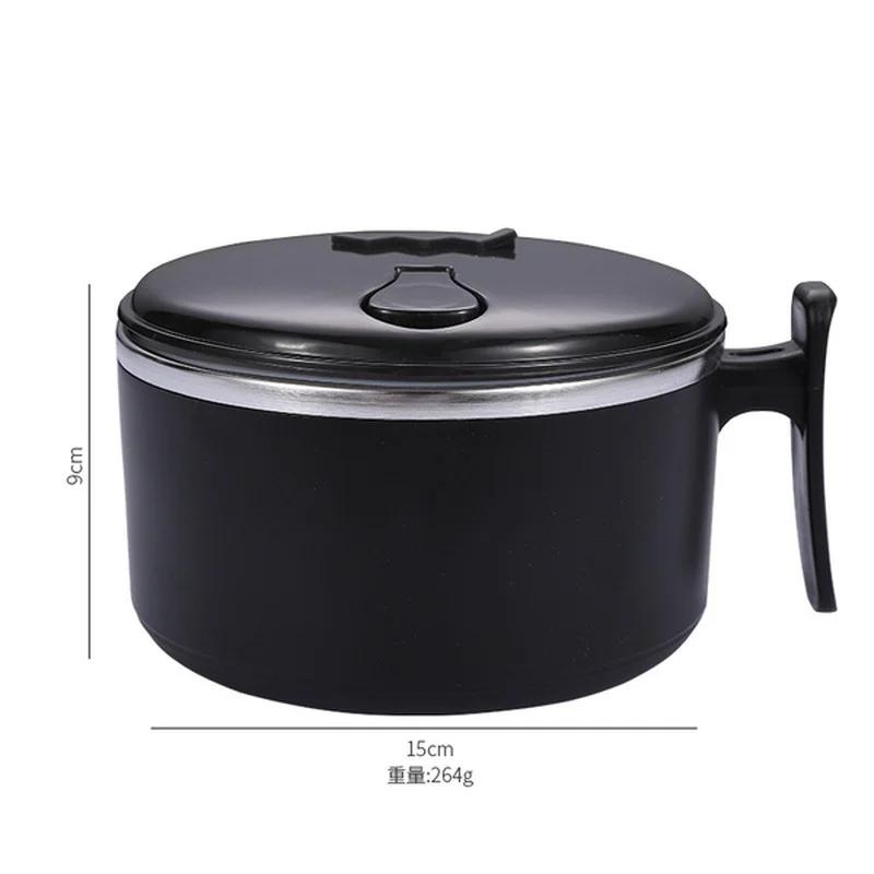 

1 Pcs 304 Stainless Steel Bowl Creative Bento Box Double-layer Bag Cover Student Insulated Meal Bowl Fast Food Cup чёрный