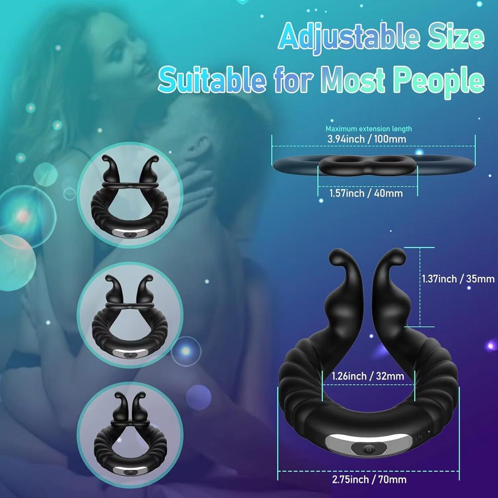 Rechargeable Vibrating Penis Cock Ring Clit Vibrator Sex Toy for Men Couples