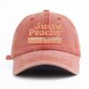 1pc JUST PEACHY Print Washed Baseball Cap for Adults,Minimalist Retro Style Casual Soft Adjustable Dad Hat, Perfect As Gift