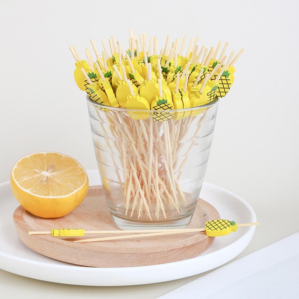 100Pcs Disposable  Colorful Strawberrie Watermelon Bamboo  Picks Buffet Food Fruit Forks For Wedding Birthday Party Decor